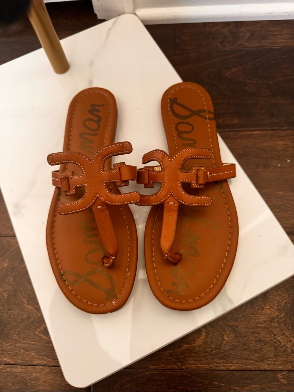 Cartier Tan Leather Thong Sandals